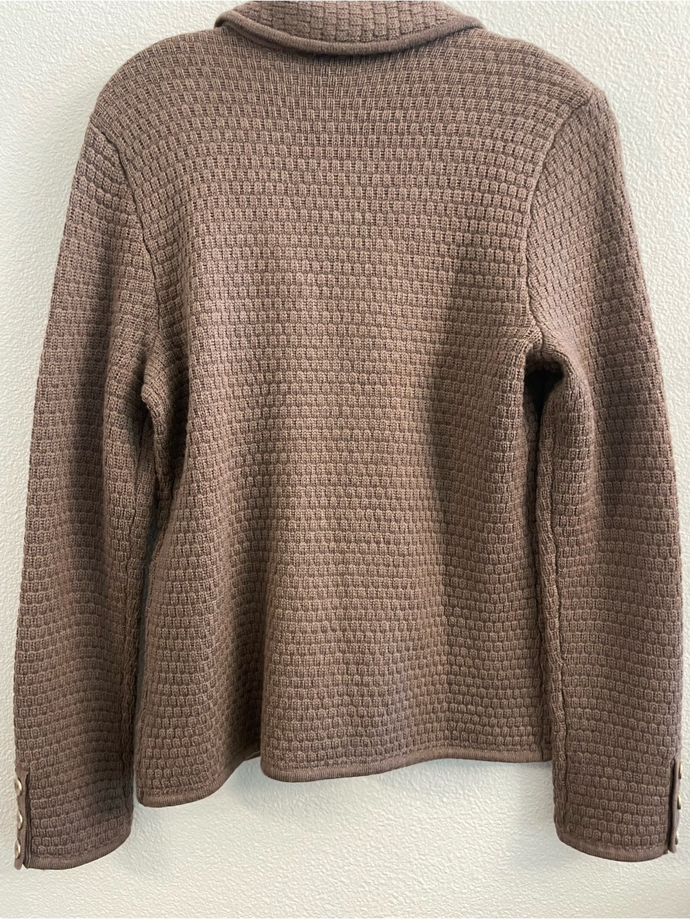 Talbots Pure Merino Wool Knit Blazer Cardigan Jacket Brown Size Small - Picture 4 of 4